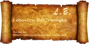 Lebovics Bársonyka névjegykártya