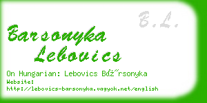 barsonyka lebovics business card